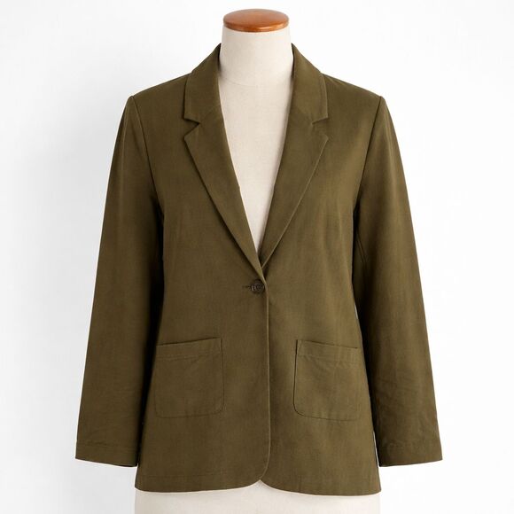 Garnet Hill Jackets & Blazers - Garnet Hill Knit Relaxed Blazer Size 10 Single Button Pockets Jacket Preppy